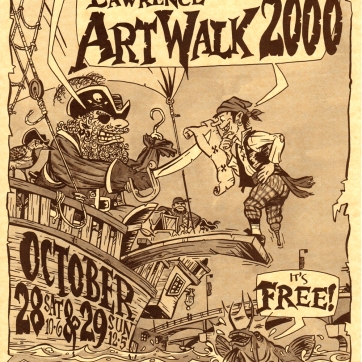 Promotional poster for annual studio tour. Ink drawing and hand lettering, 2000.