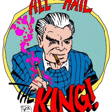 “All hail the King!”. Ink drawing with digital color, 2015.
